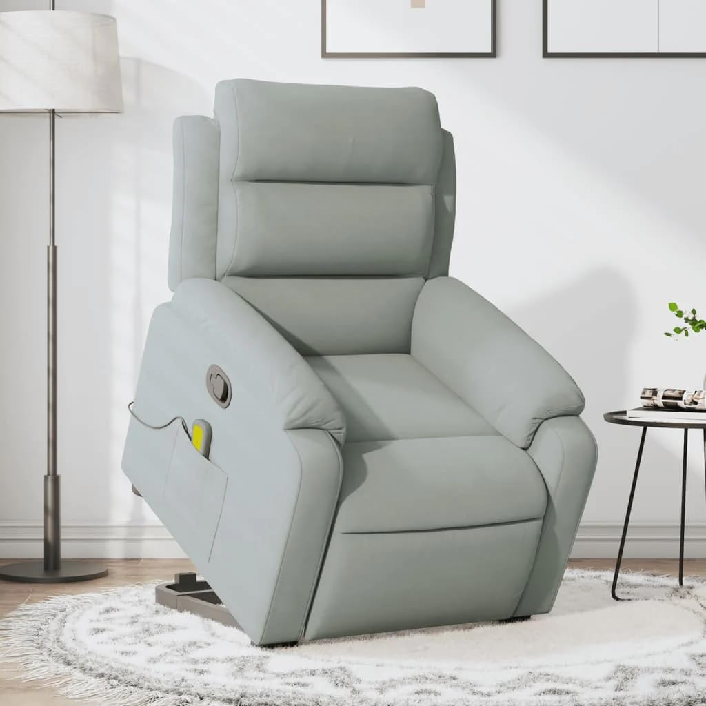 vidaXL Fauteuil de Massage inclinable Gris Clair Velours