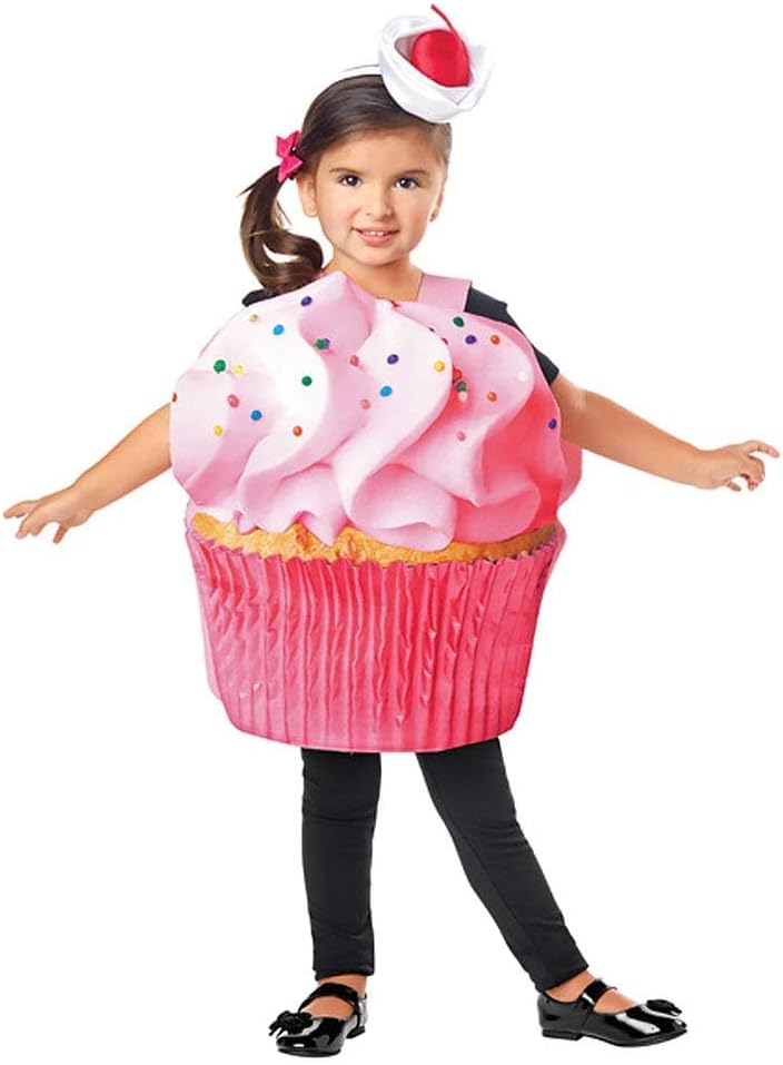 Cupcake Costume for Girls,Sweet Princess Cupcake Onesie with Cake Headpiece for Halloween Dress Up Party Gifts