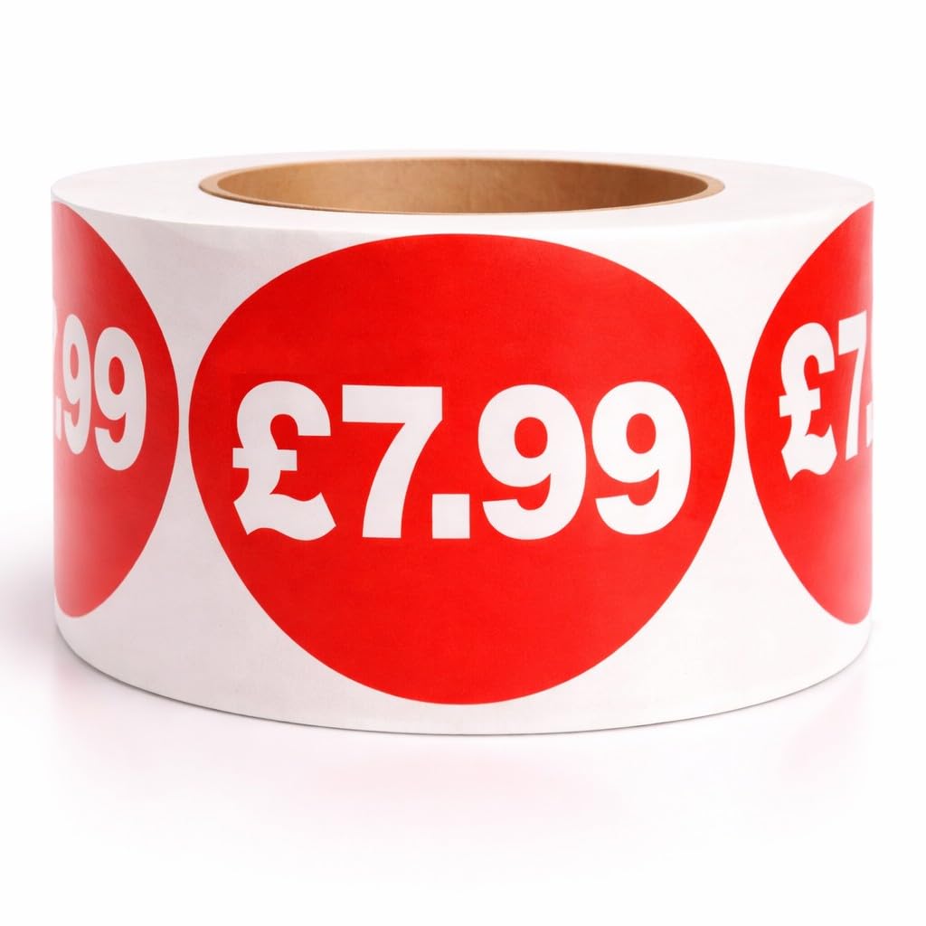 ยฃ7.99 Self Adhesive Stickers Sticky Labels Price Labels for Retail Price Display 45mm Diamter Roll of 500 Stickers