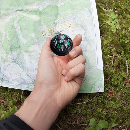 Suncalla 6 Pcs Ball Pin On Compass Globe with Pin Liquid Filled Small Compass for Hiking Camping Survival Navigation Military - Thumbnail 6