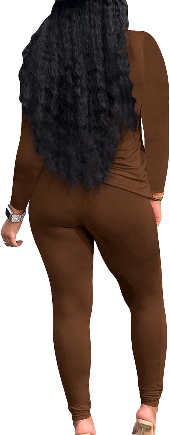 PINSV Women's Tracksuits 2 Piece Outfits Sweatsuits Long Sleeve Top Jogger Legging Pants Sets - Image 4