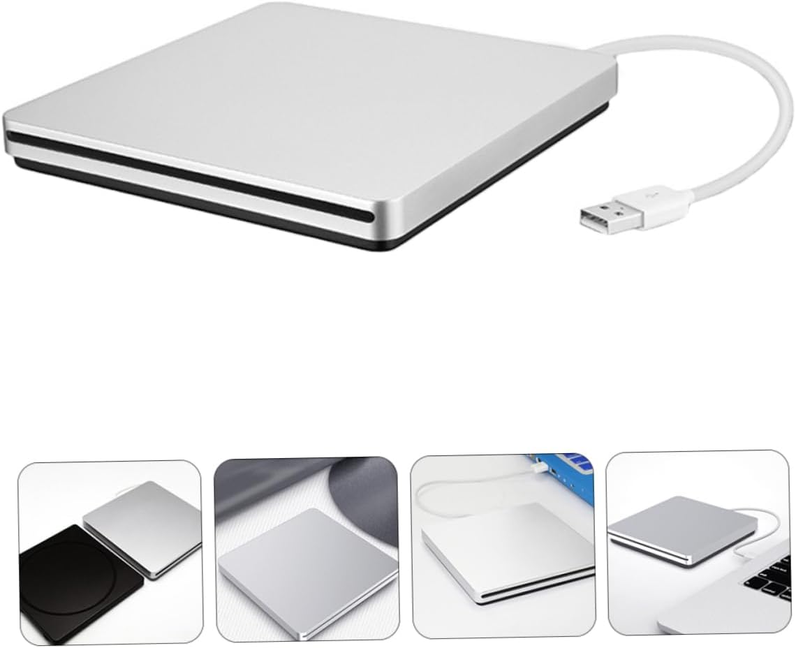 Gadpiparty 1set Portable DVD Drive USB DVD Writer for Data Backup and Movie Playback External Slim Optical Drive Compatible Desktop and