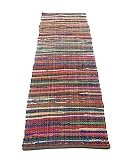Chardin home - Eco Friendly 100% Recycled Cotton Colorful Chindi Runner Area Rug - 2'x7', Multi