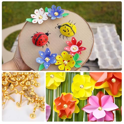 300 Stück Musterbeutelklammern Goldene, Metallklammern für Scrapbooking, Rundkopf, Metall Rundkopfklammern Scrapbooking, Mini Runde Brads, Bastelzubehör für Heimwerker