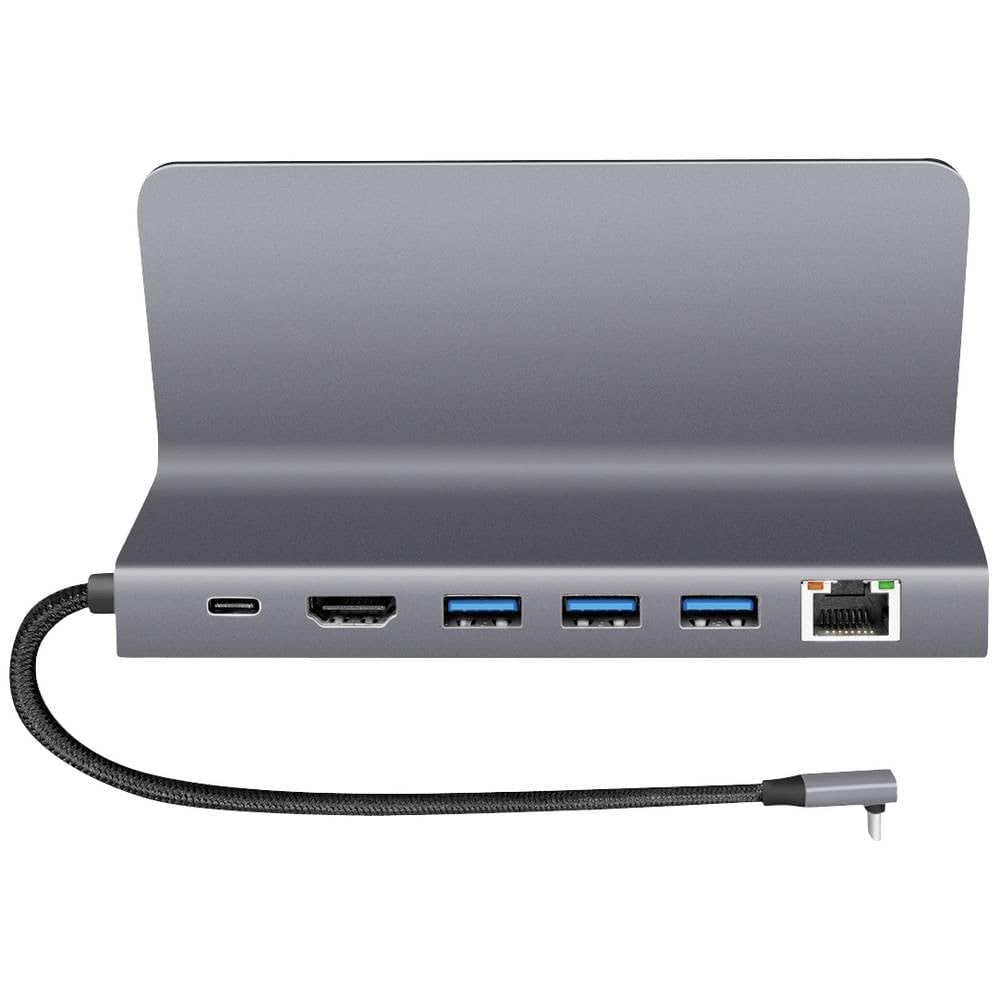 Docking station USB 3.2 Gen1 a 6 porte con USB PD (PowerDelivery 100W) in alluminio, supporto per tablet, smartphone e controller