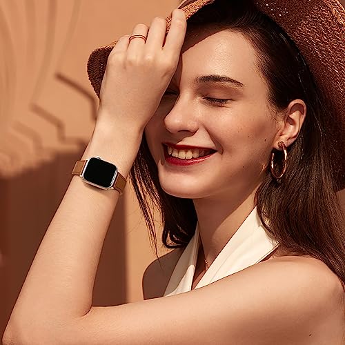 CeMiKa Leather Straps Compatible for Apple Watch Strap 38mm 40mm 41mm 42mm - Image 2