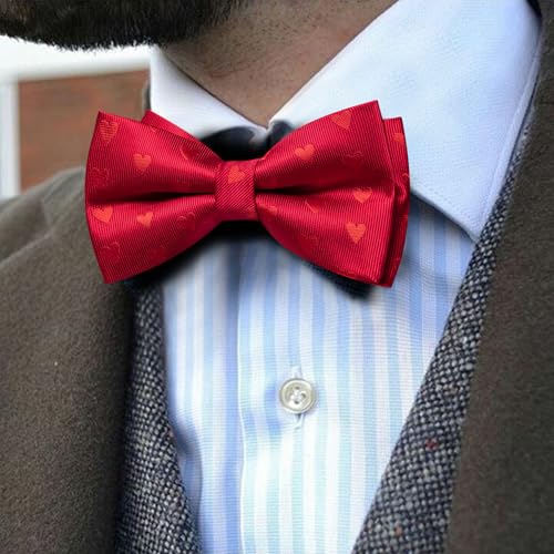 Image of Barry.Wang Paisley Striped Bow Tie for Men Silk Pre-Tied Bowtie Pocket Square Cufflinks Set Formal Wedding Party Prom