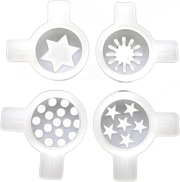 Four Modelling Lids Fantastic Shapes Nozzle Caps Spare Part Fittings, Compatible for Taylor, Soft Ice Cream Machines Accessories 26mm