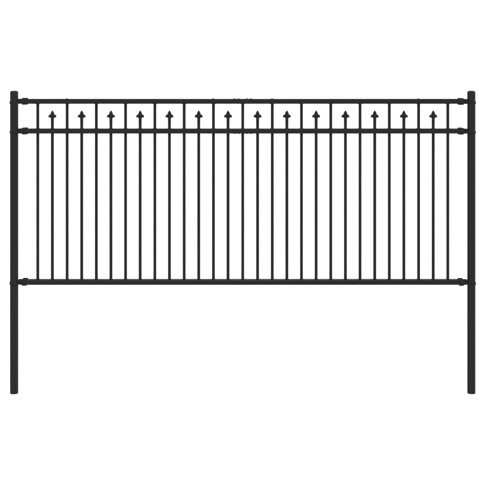 Spike Fence Baarlo Black 200 x 130 cm Powder-Coated Steel Outdoor Garden Barrier with Interlocking Panels Rust Resistant Easy Assembly Spear Top Boundary Security