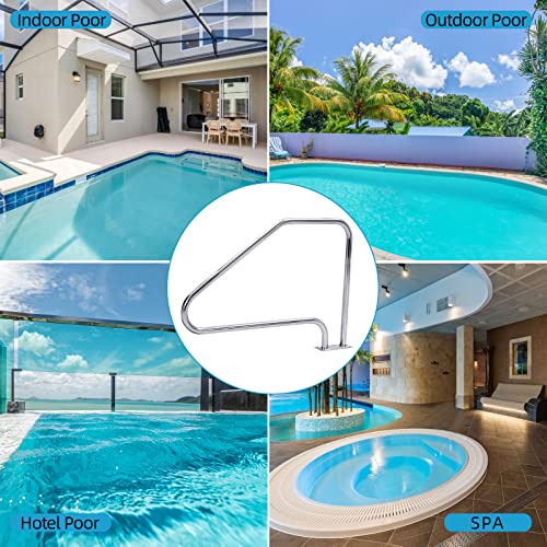 Pool Rail 49x34in Pool Handrail, 300LBS Load Capacity Silver Rustproof Pool Handrail, 304 Stainless Steel Humanized Swimming Pool Handrail with Blue Grip Cover & Drill Bit & Self-Taping Screws by MilleLoom - Image 4