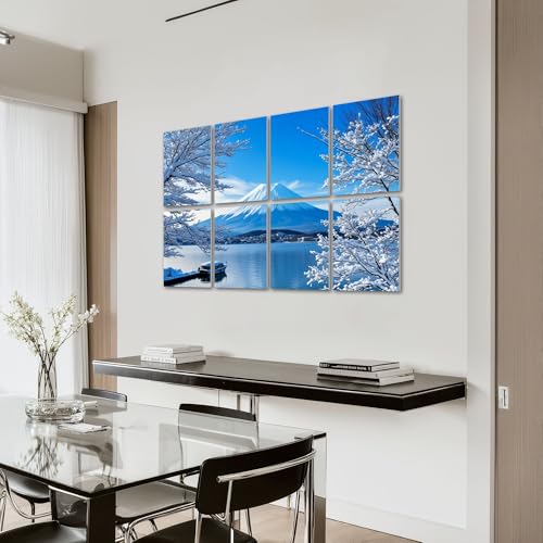8 Pack Art Acoustic Panels Sound Absorbing Sunrise lake Kawaguchi ko Mountain Decorative Soundproof Wall Panels Self Adhesive for Home Recording Studios 48"x32" miniatura 7