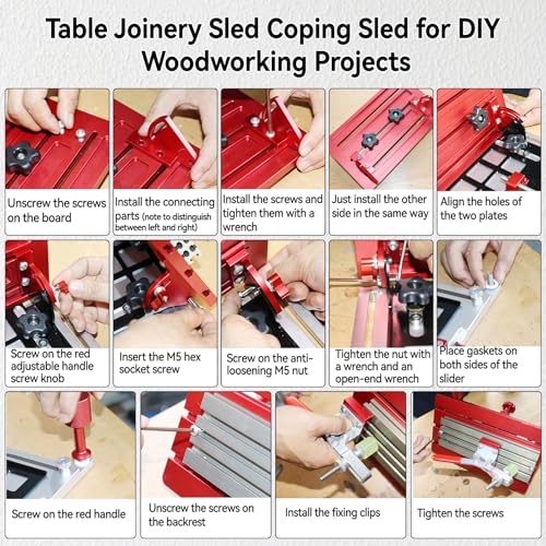 Adjustable Angler Joinery Sled, Precision Table Saw Route Engraving Slide Table Woodworking Coping Rail Suitable for Mortise Tenon Processing fits DIY Projects, Aluminum Alloy Material by VLBPCR - Image 8