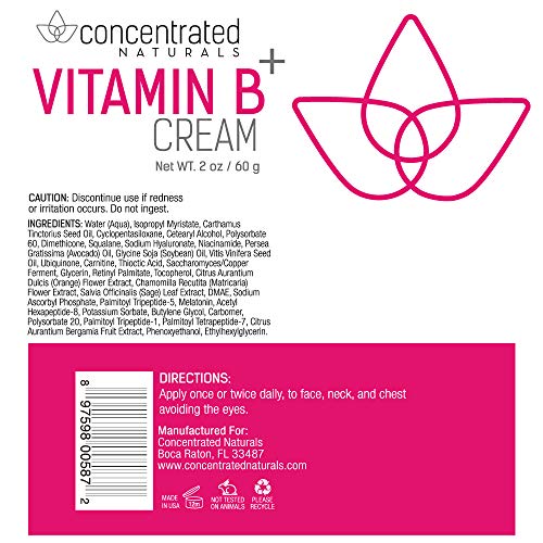Concentrated Naturals Vitamin B Cream For Face | Nourishing, Hydrating Formula W/Vitamin B, Niacinamide, Collagen & Peptides | Net Wt. 2 Oz / 60 G #TOP4