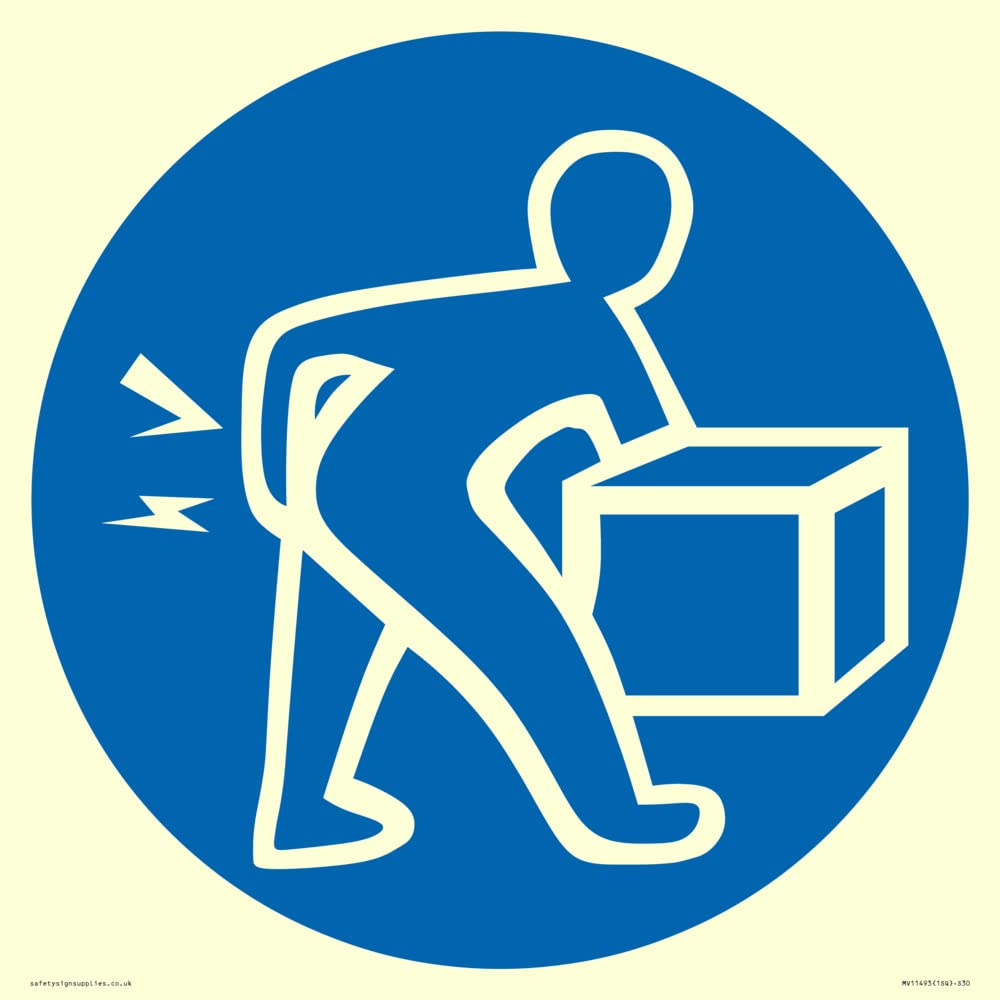 Mandatory: Lift correctly Sign - 300x300mm - S30