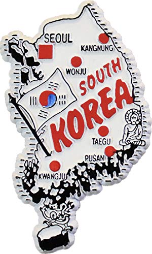 Imán decorativo con el contorno de Corea del Sur miniatura 1