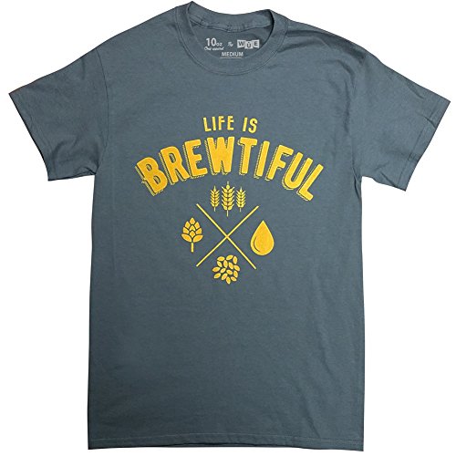 10oz apparel Men's Life is Brewtiful Mens Beer T-Shirt XL Charcoal