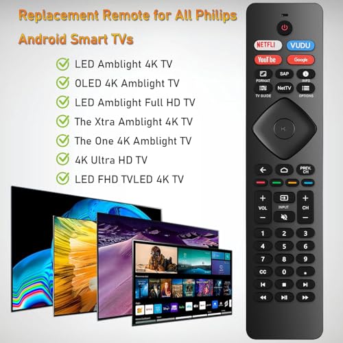 Télécommande pour Smart TV Philips et téléviseurs Android UHD 4K - 3