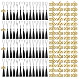 FEICUIBEXI 100 Pcs Mini Graduation Tassels with 100 Pcs 2025 Tassel Charms, Mini Bookmark Tassels for Graduation Cap Keychain Ornaments Tags DIY Craft Projects