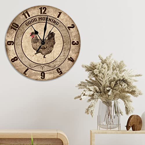Horloge murale en bois style rustique de 38 cm pour cuisine