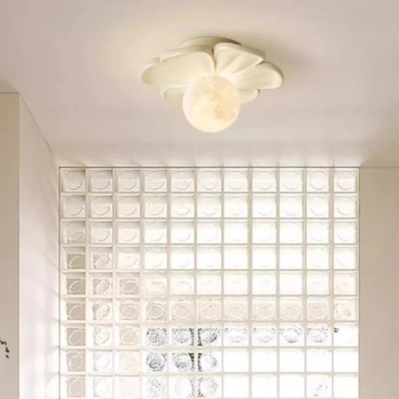 Plafonnier moderne à fleurs style crème blanc avec lumière tricolore