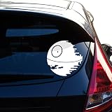 Yoonek Graphics Death Star by Decal Sticker for Car Window, Laptop, Motorcycle, Walls, Mirror and More. # 465 (4', White)