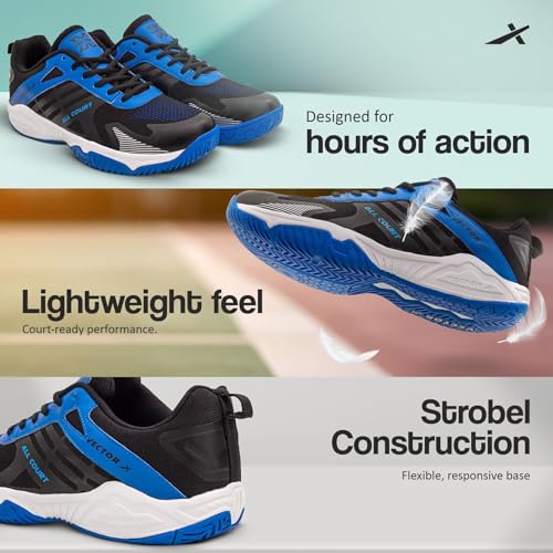 Image of Vector X Unisex Tennis Badminton Court Shoes for Men, Women Boys|Knitted + TPU Fusing Upper, EVA Midsole, Rubber Sole|Lightweight Indoor Outdoor Sports Athletic Footwear Sneakers