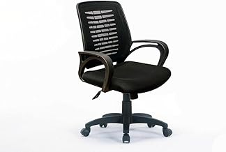 كرسي مكتب ريجا بظهر متوسط من قماش اسود وارتفاع قابل للتعديل وقاعدة من الكروم مع عجلات من رياض جروب - اسود