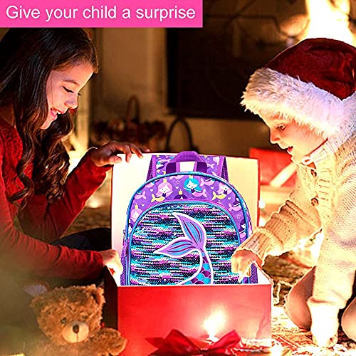 Mermaid Backpack For Girls, 12" Toddler Sequin Kids Bookbag, Cute Animal Preschool Kindergarten Schoolbag #TOP7