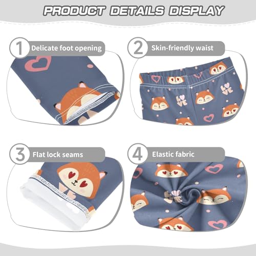 Girls Basic Leggings Baby Girls Pants Fox Hearts Soft Footless Stretchy Tights Pants 4-10Y3