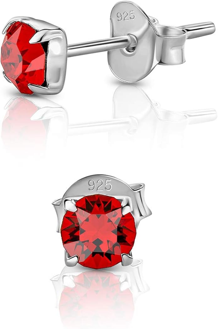 DTPsilver® 925 Sterling Silver SMALL Square Stud Earrings made with Round Glittering Crystals from Swarovski® Elements - Image 3