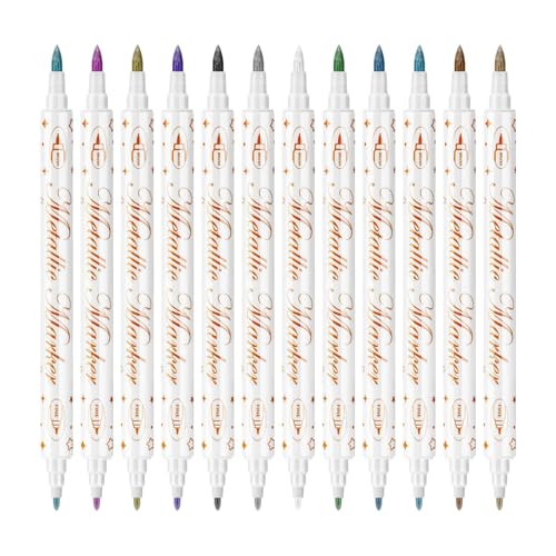 Nagelmarker, 12 Farben, Doppelspitze, wasserfest, schnell trocknend, Fingernagel-Polierwerkzeug, DIY-Kunst-Design, innovativer Nagel-Styling-Stift | für Damen und Herren, 17,7 x 14,8 cm