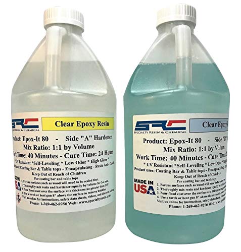 Epox-It 80 Clear Epoxy Resin for Coating Wood Table Tops Bar Top Resin Art - 1 Gallon Kit