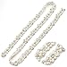 Yanstar Handmade Silver 1 Yard Full Length Thin Pearls Wedding Belt Crystal Applique Trims Bridal Belt