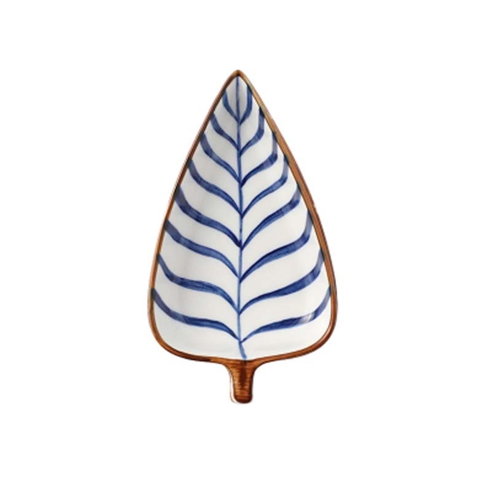 JINGYAN Breakfast Trays Leaf Shape Seasoning Bowl Ceramic Small Plates Appetizers Snack Dish Sauce Kitchen Dishes Sushi Cake Tray(C)