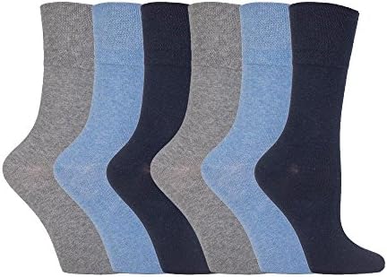 IOMI Footnurse - Ladies 6 Pair Multipack Non Elastic Diabetic Socks with Gentle Grip Wide Top 4-8