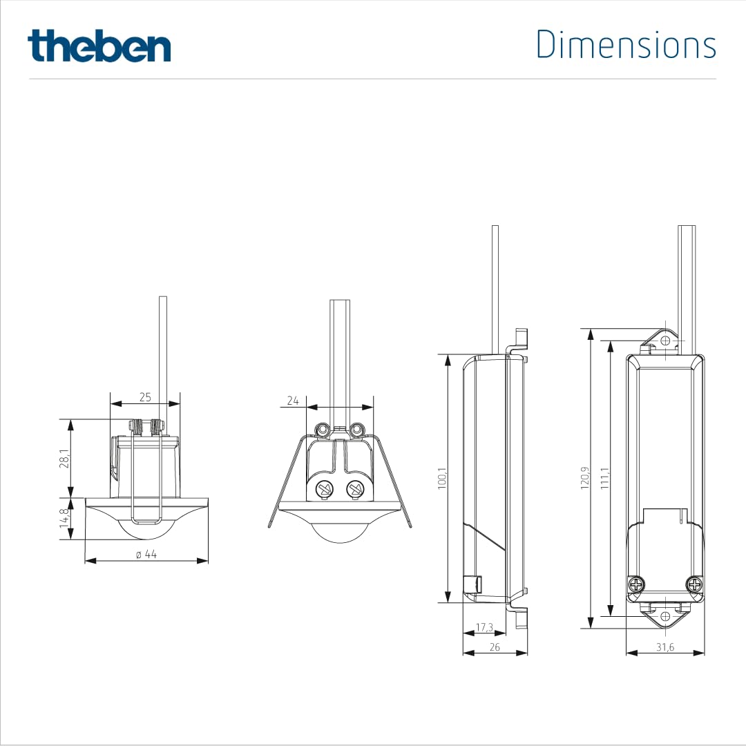 Theben 2090200 thePiccola P360-100 DE WH Mini-Präsenzmelder PIR