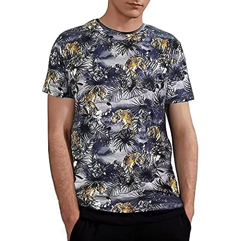 Gochange Tie Dye Shirts for Men Graphic Tees 100% Cotton Short Sleeve Crewneck Tshirts, Charcoal-19, Medium Cover