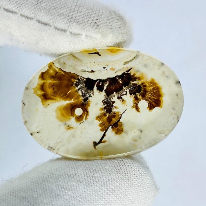 Cabochon ovale en agate dendritique naturelle 31x21mm pour création bijoux DIY - 4