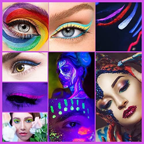 Chnaivy 12 Colors Eyeliner UV Glow Rainbow Colorful Neon Liquid Eyeliner Pencil Long Lasting Waterproof Eyeliner Pen Smudgeproof Gel Eye Liner Eye Makeup Gift Kit for Women Halloween Christmas Party