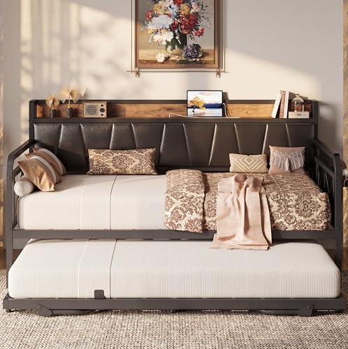 LIKIMIO Daybed with Trundle Storage & Charging Station