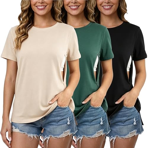 Liu & Qu 3 Pack Women's Breastfeeding Shirts Hidden Zipper Nursing Tops by Liu & Qu - Used condition - US$25.54