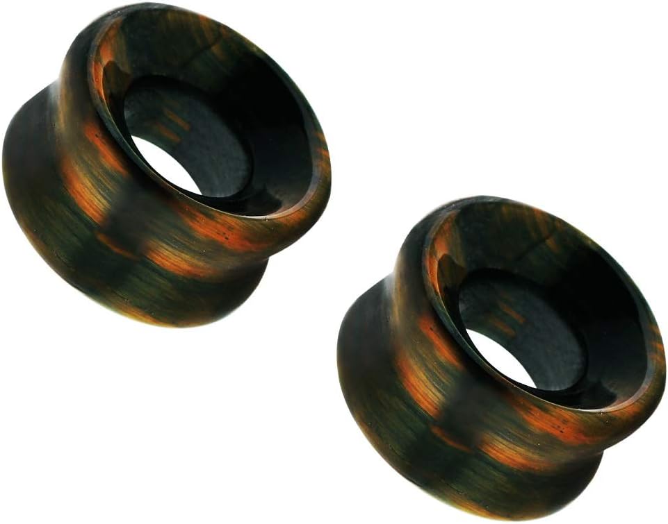 Pierced Owl - Natural Tiger Eye Stone Double Flared Tunnel Plug Gauges, Sold as a Pair