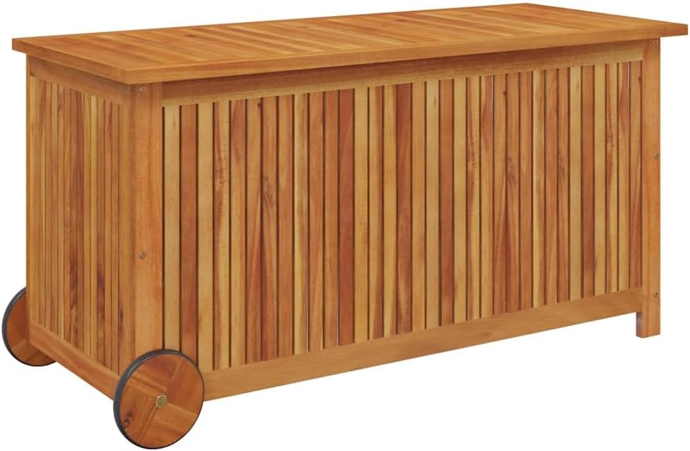 Garden Storage Box Brown Solid Acacia Wood 44.5 x 19.7 x 22.8 in Outdoor Furniture Storage Boxes