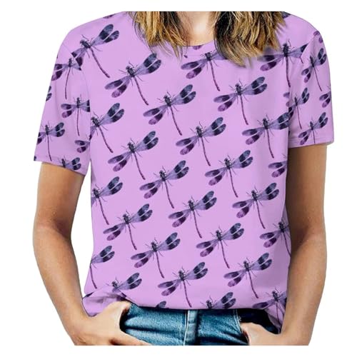 T-shirt libellule coloré grande taille XXL pour femme en été