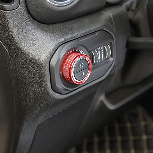 Voodonala Air Conditioner Headlight Switch Knob Trim For 2018-2023+ Jeep Wrangler Jl Jlu Gladiator Jt, Red Aluminum Alloy 4Pcs #TOP2