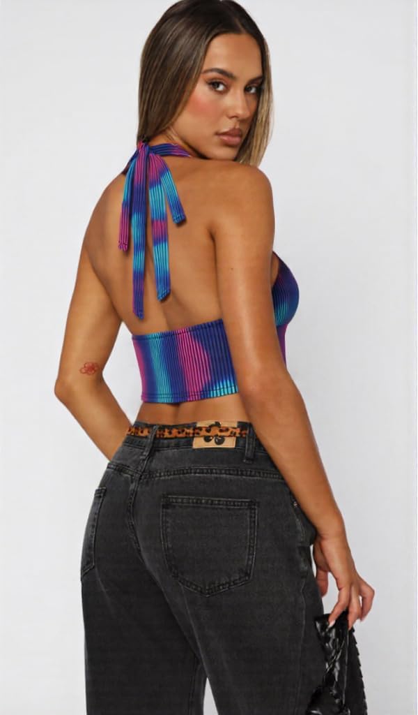 CAPE CLIQUE Rave Outfits for Womens Y2K Rave Tops Sexy Going Out Body Print Baby tee Summer Festival Sleeveless Cami Tank Top - Image 6