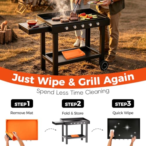 Image of Snuggery 29 Inch Silicone Griddle Mat for Blackstone Griddle - Full Edge Waterproof Grill Lid Pad, Dust & Rust Protection, Food Grade Heavy Duty BBQ Cover for Outdoor Flat Top Grill