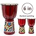 Kmise Djembe African Hand Drum Mahogany Standard Goat Skin Drumhead (6 inch)