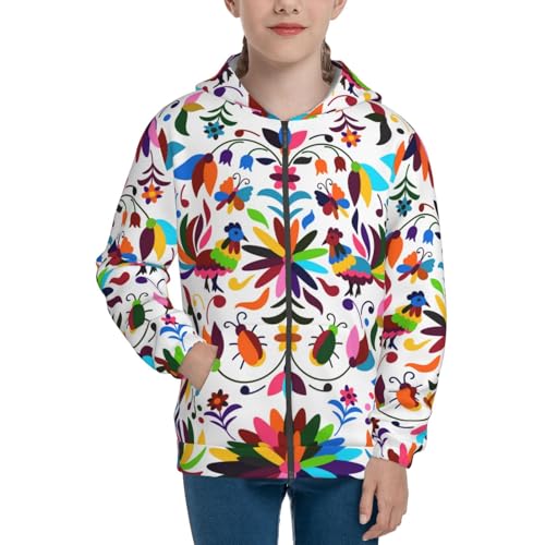 Mexican Bright Style Kids Pullover Hoodies Boys Zip Up Sweatshirts Girls Athletic Clothes with Pocket3