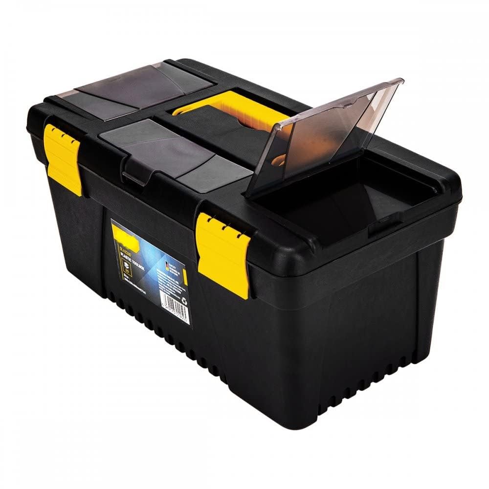 GSK Cut® Tool Box, Plastic Tool Organiser with Removable Tool Tray, for Storage of Tools, Parts, Toys, Repair Tool etc. with One hand Snap Latch (12 Inch)